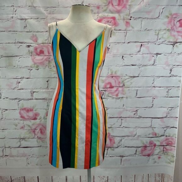 Black Halo Amorie sheath dress in colorful prismatic print size 8 - Picture 3 of 11